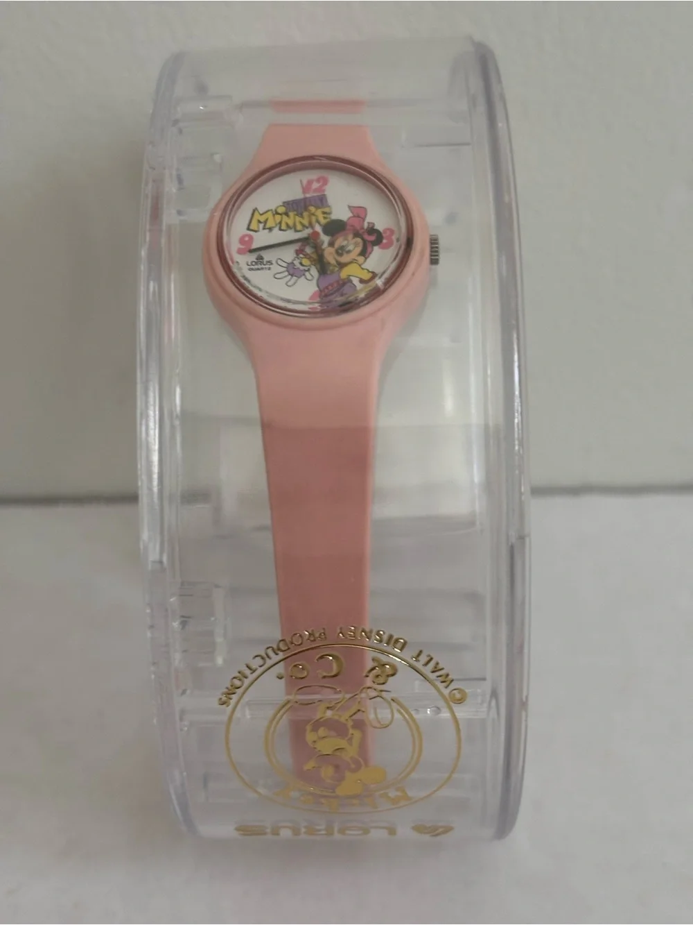 Vintage Pink Childs Lorus Quartz Minnie Mouse Water Resistant Watch